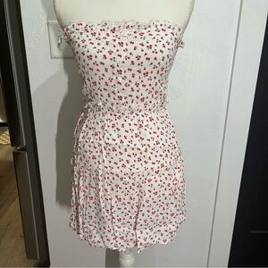 Olivaceous Liberty Floral Strapless Shirred Baby Doll Ruffle Mini Dress …